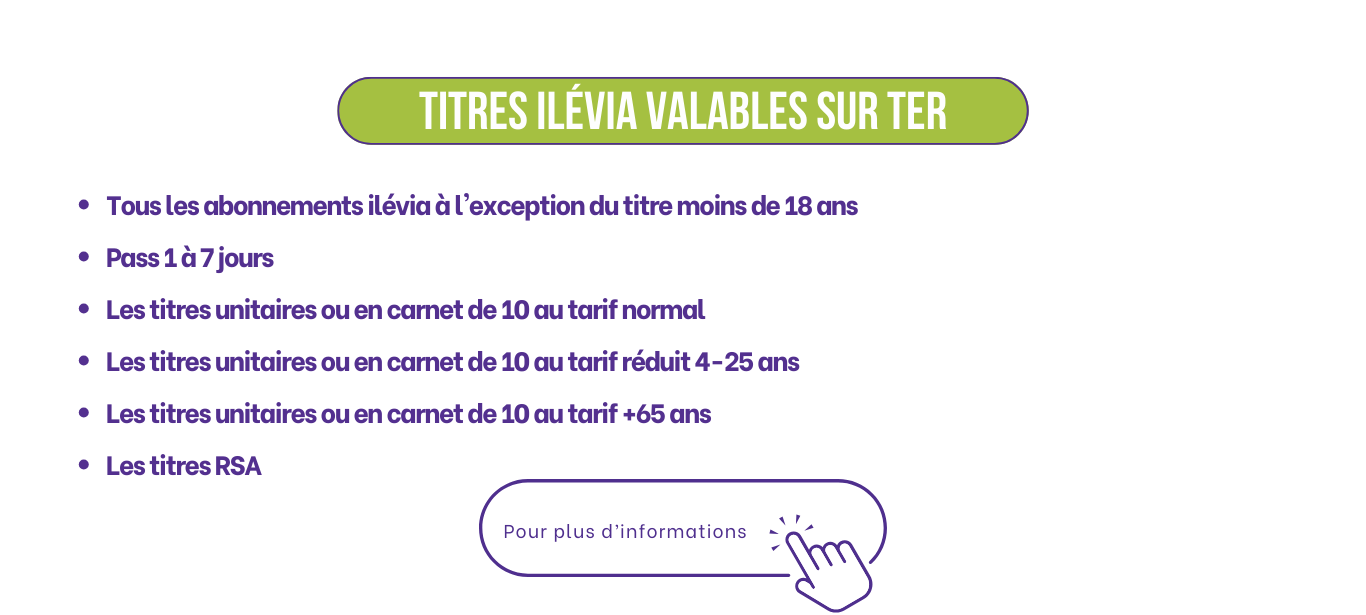 Titres Ilévia valables sur TER